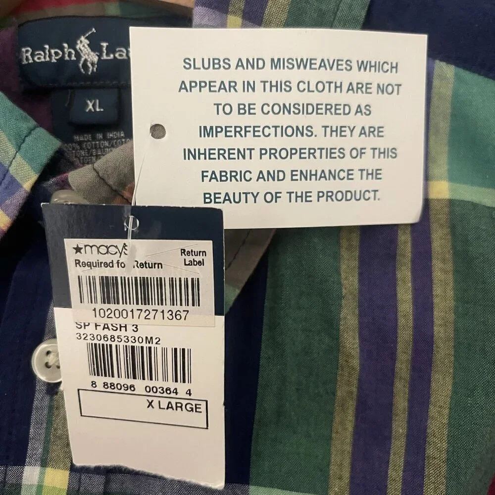 Ralph Lauren Boys Button Down Youth Size XL Plaid Preppy Classic Academia Casual